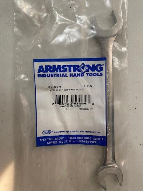Armstrong 53-064 13 x 17mm Full Polish Open End Wrench USA Sale