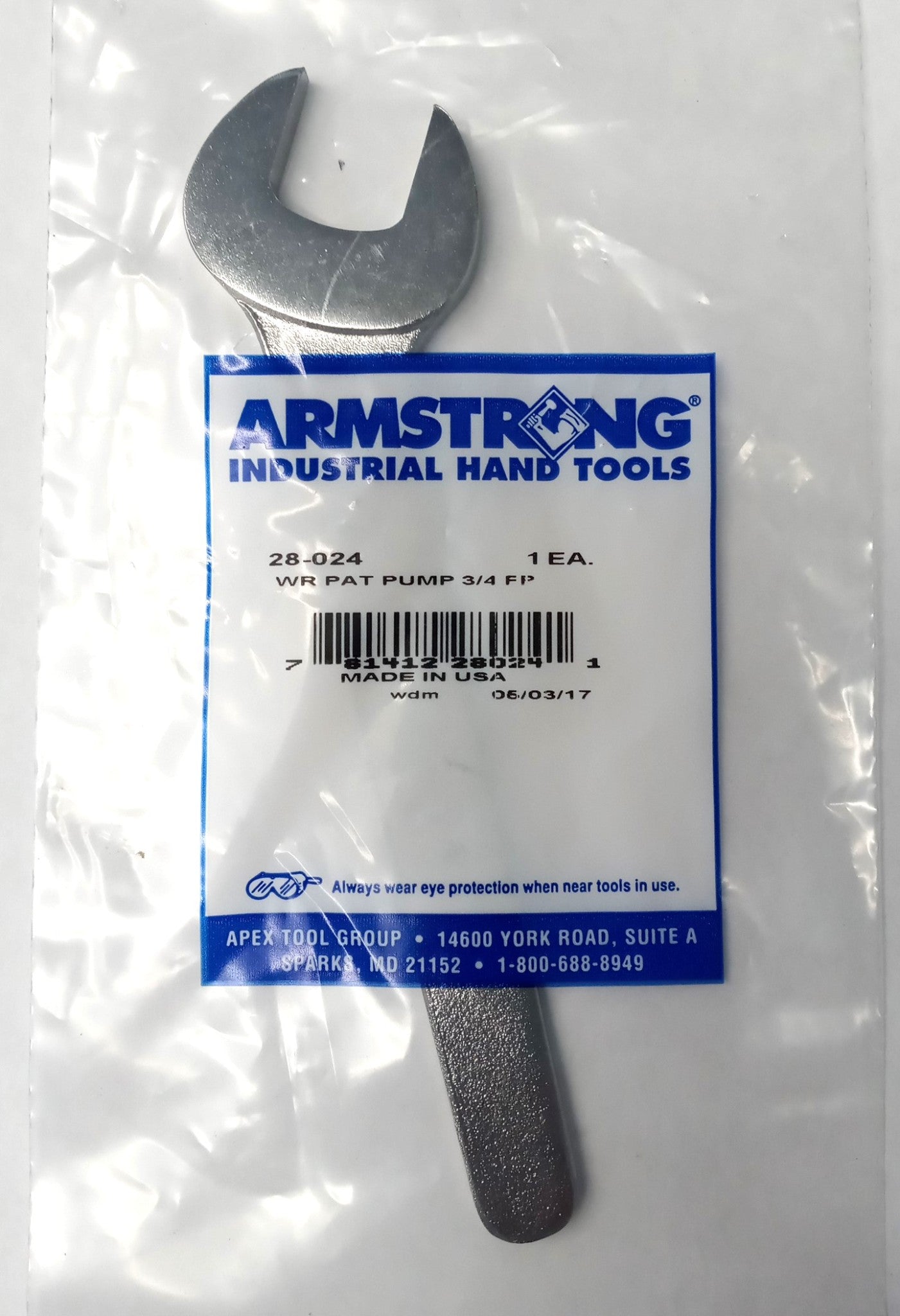 Armstrong 28-024 Service Pump Wrench 3/4″ Chrome Thin Pattern USA Discount