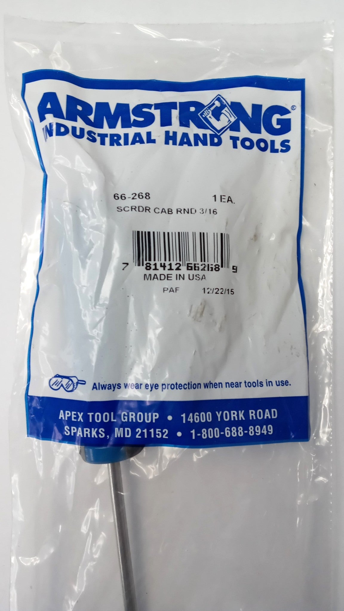 Armstrong 66-268 3/16k” Cabinet Screwdriver Round USA 8-1/8″ Blade on Sale
