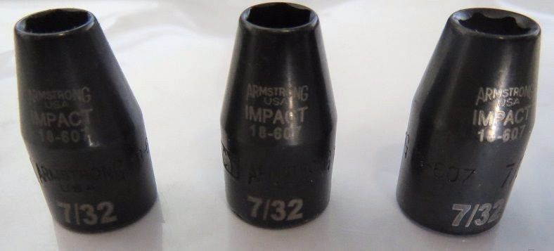 Armstrong 18-607 1/4″ Drive 7/32″ Impact Socket 6pt. USA 3 Pks Hot on Sale