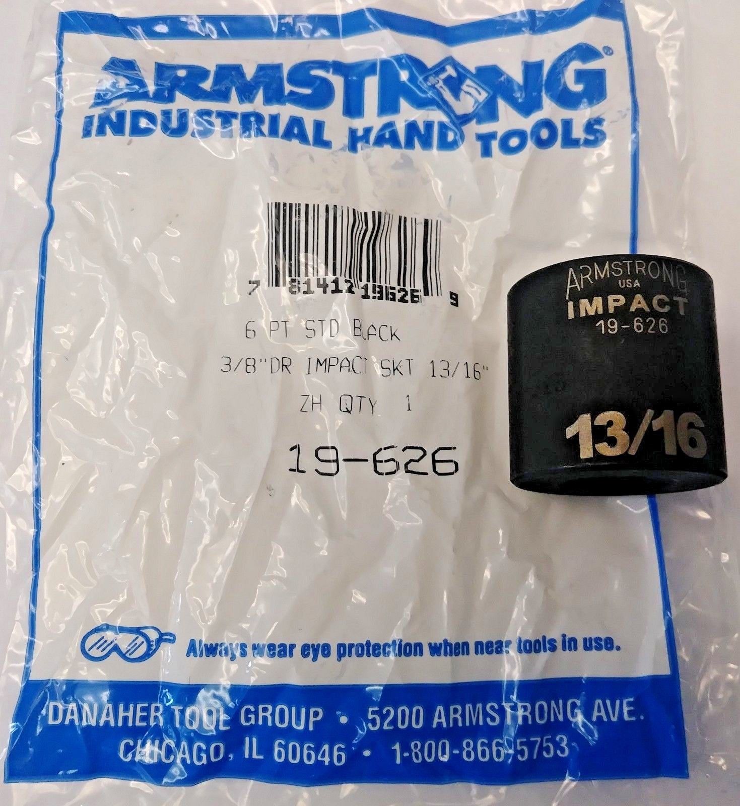 Armstrong 19-626 3/8″ Drive 6 Point Impact Socket 13/16″ USA on Sale