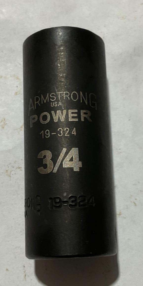 Armstrong 19-324 3/8″Dr. 12pt 3/4″ Black Deep Power Socket USA #66 on Sale