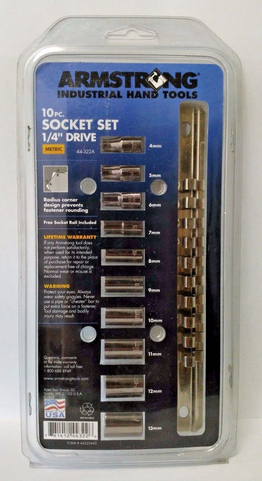 Armstrong 44-322A 10-Piece 1/4″ Drive 6 Point Metric Socket Set USA Fashion