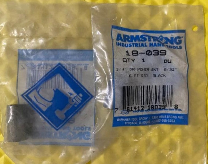 Armstrong 18-039 1/4″ Dr 6 Pt Power Socket For Self-Tapping Screws 9/32 2pc USA on Sale