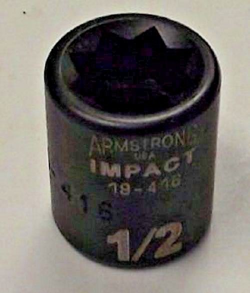 Armstrong 19-416 3/8″ Drive 8 Point 1/2″ Impact Socket USA Hot on Sale