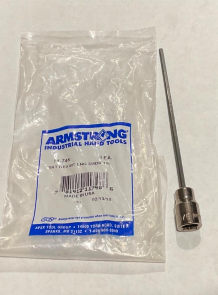 Armstrong 11-748 1/8” Long Hex Bit Socket 3/8” Dr. USA on Sale