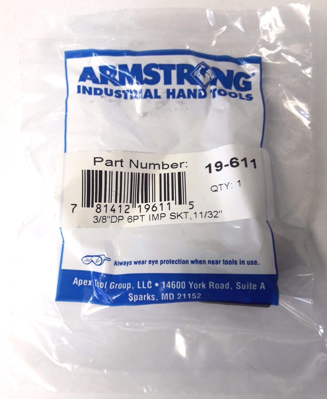 Armstrong 3/8″ Drive 11/32″ Impact Socket 6pt. USA 19-611 on Sale
