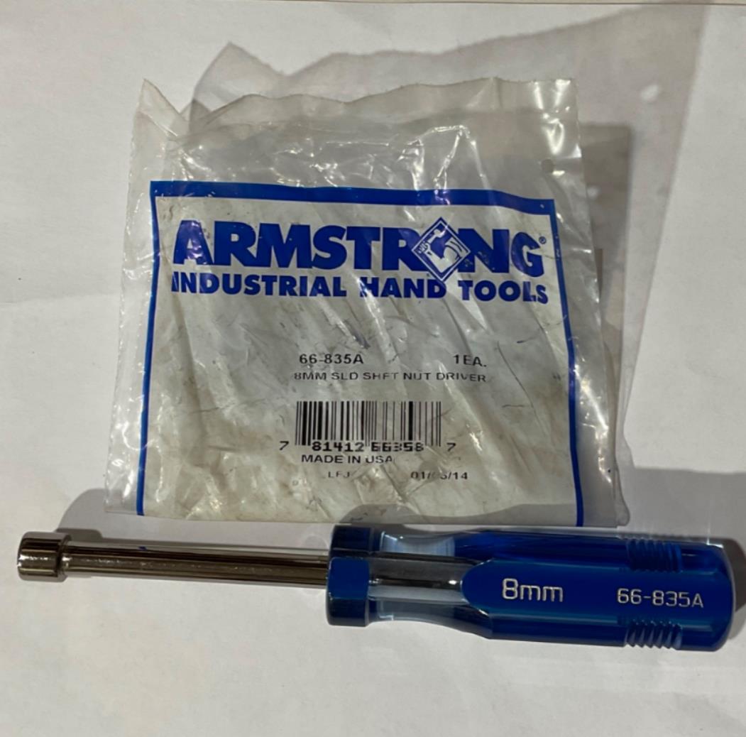 Armstrong 66-835A  Nutdriver 8mm Solid Shaft 6 Pt 167mm OAL USA Discount