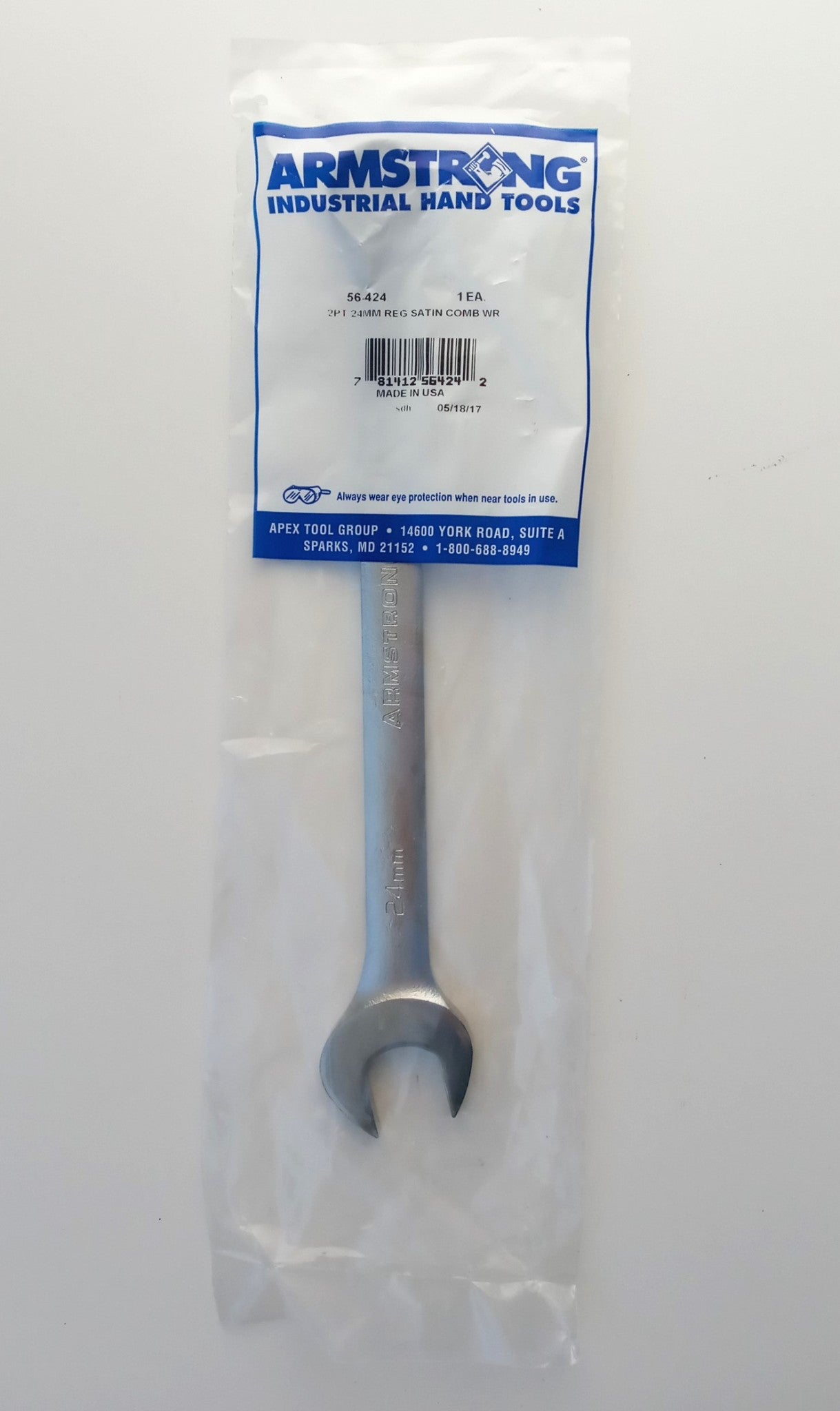 Armstrong 56-424 24mm 12 Pt. Metric Combination Wrench Satin 12″ Long USA Supply