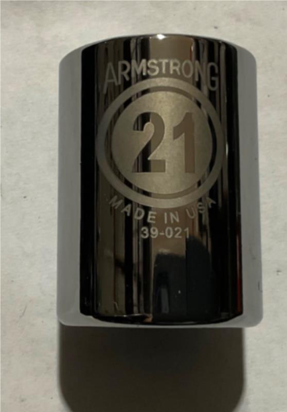 Armstrong 39-021 21mm 1/2” Dr 6pt standard socket USA Supply
