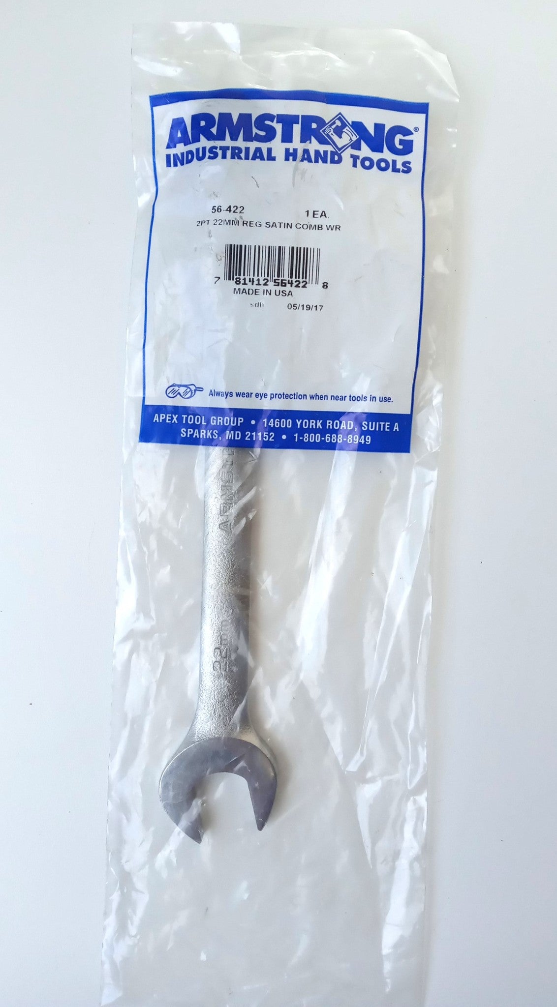 Armstrong  56-422 22mm Combo Wrench 12pt. 11-9/16″ Long Satin Made USA Online Hot Sale