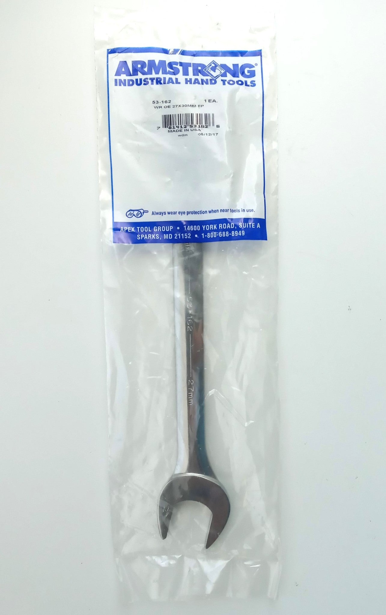 Armstrong 53-162 Full Polish Open End Wrench 27 x 30mm USA Online now