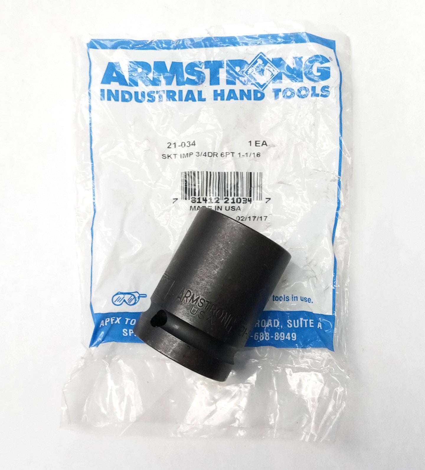 Armstrong 21-034 1-1/16″ Impact Socket 6 Point 3/4″ Drive USA Hot on Sale
