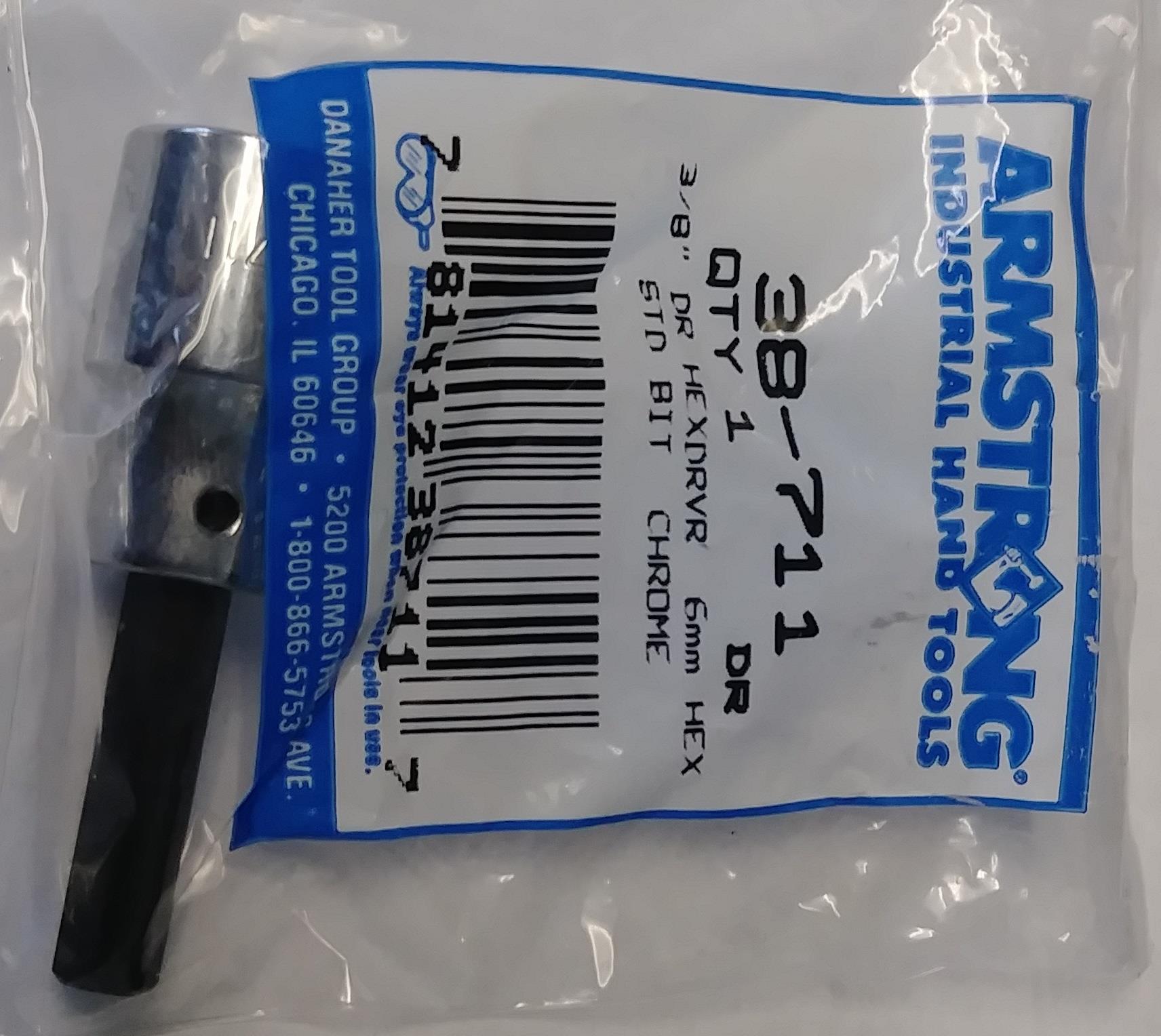 Armstrong 38-711 3/8″ Drive Standard Length Hex Driver Chrome Socket 6mm USA Fashion