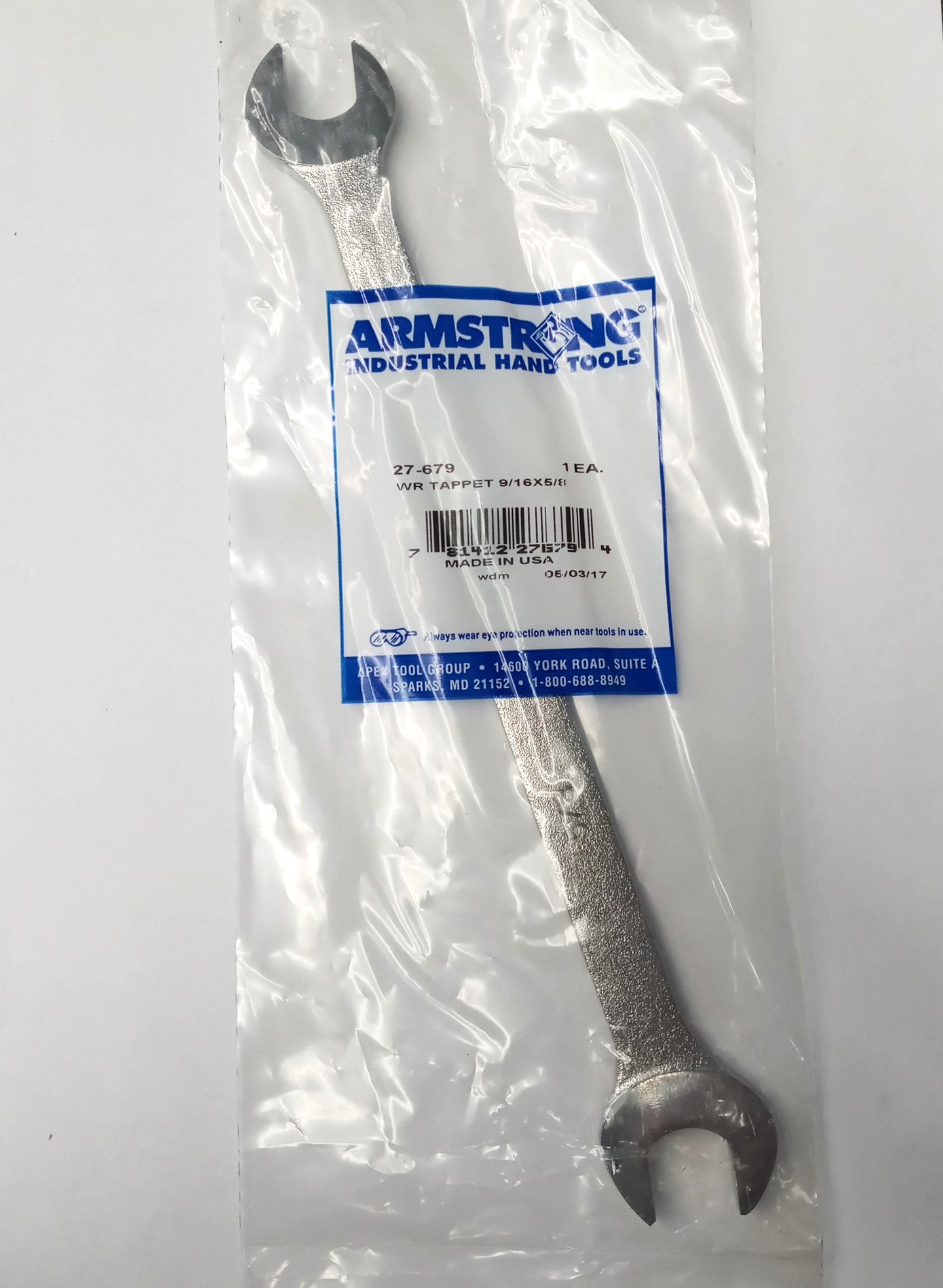 Armstrong 27-679 9/16″ X 5/8″ Open End Tappet Wrench Thin Flat 10″ Long USA Discount