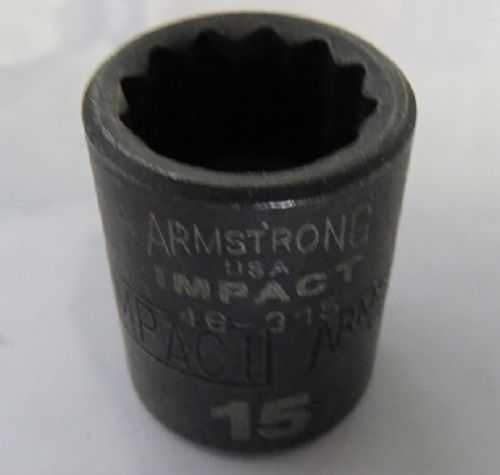Armstrong 46-315D 3/8″ Drive 12 Point Impact Socket 15mm USA on Sale