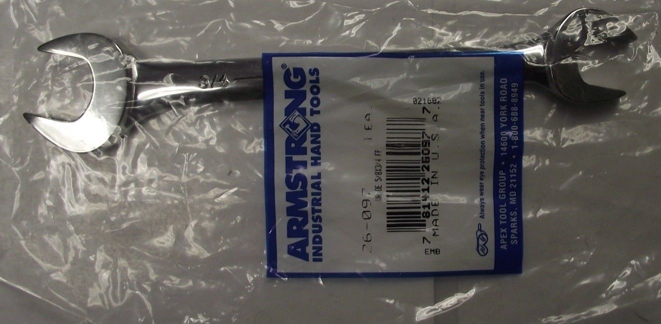 Armstrong 26-097 5/8 X 3/4 Open End Wrench Full Polish USA Discount