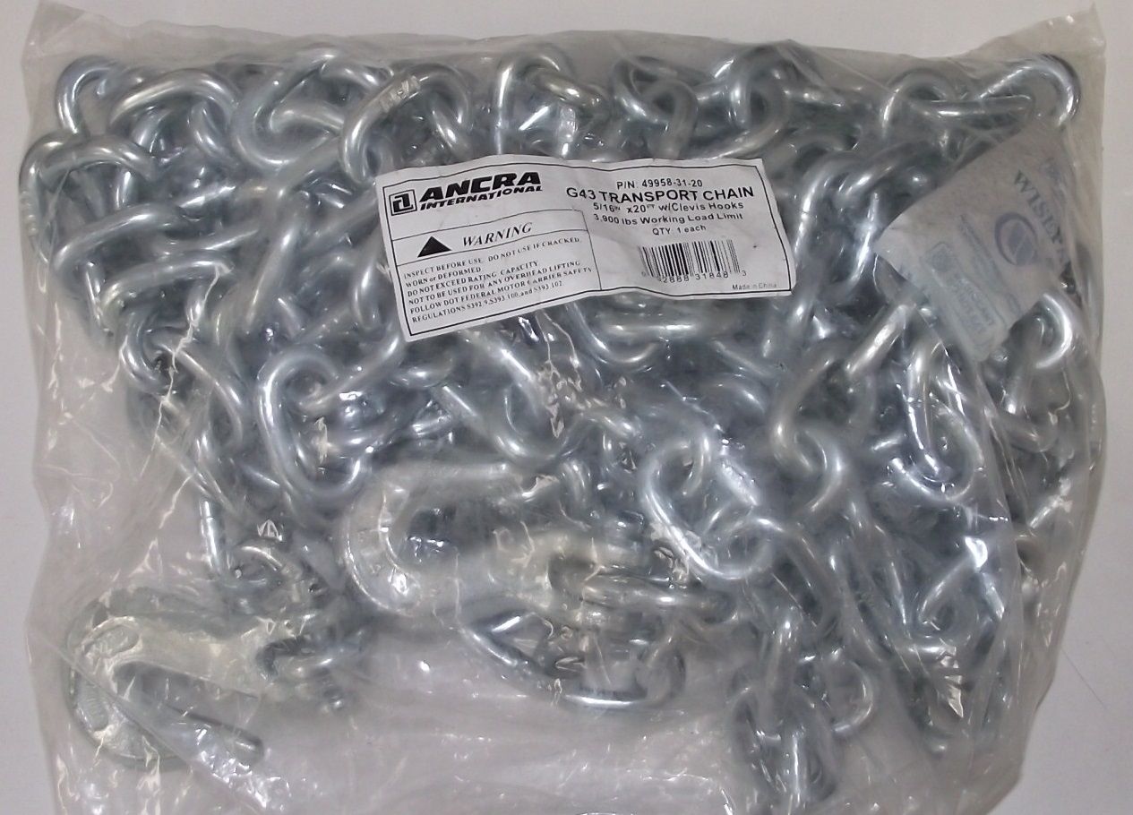 Ancra 49958-31-20 G43 Transport Chain Tow Chain Tie 5/16″ x 20′ W/Clevis Hooks Online Hot Sale