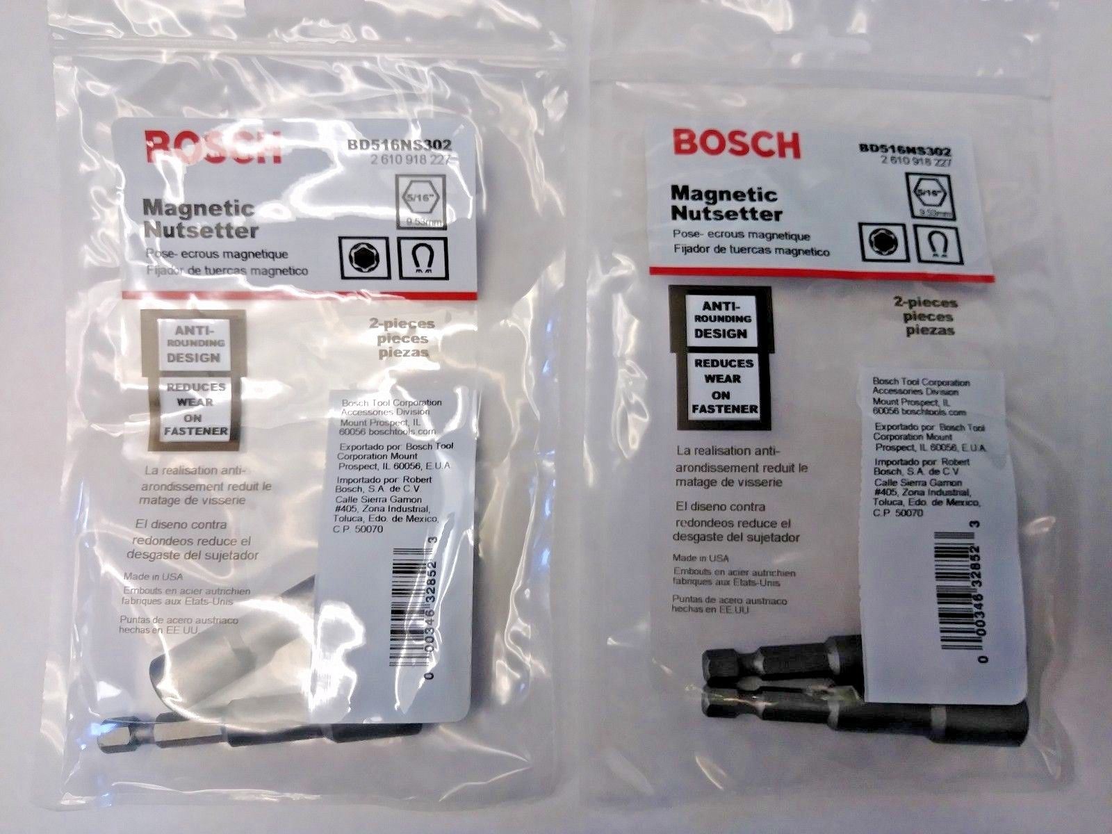 Bosch BD516NS302 5/16″ x 2-9/16″ Magnetic Nutsetter 2 Packs of 2 USA Supply