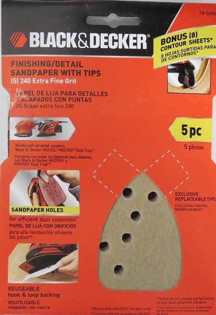 Black & Decker 74-585H 5 Piece Finishing/Detail Sandpaper With Tips (2 Packs) Hot on Sale
