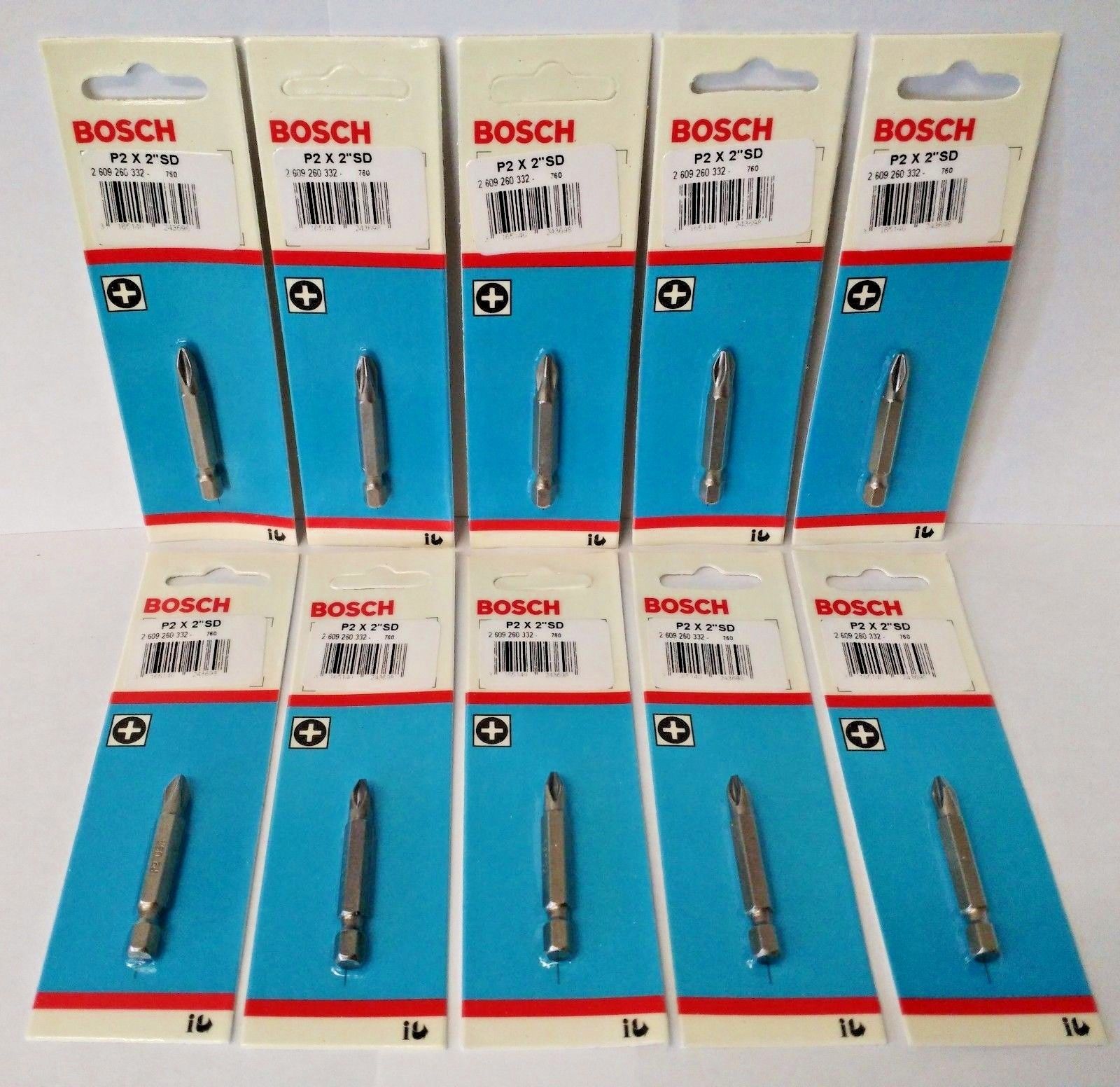 Bosch 2609260332 #2 Phillips Bits (P2 x 2″) USA 10 Packs Supply