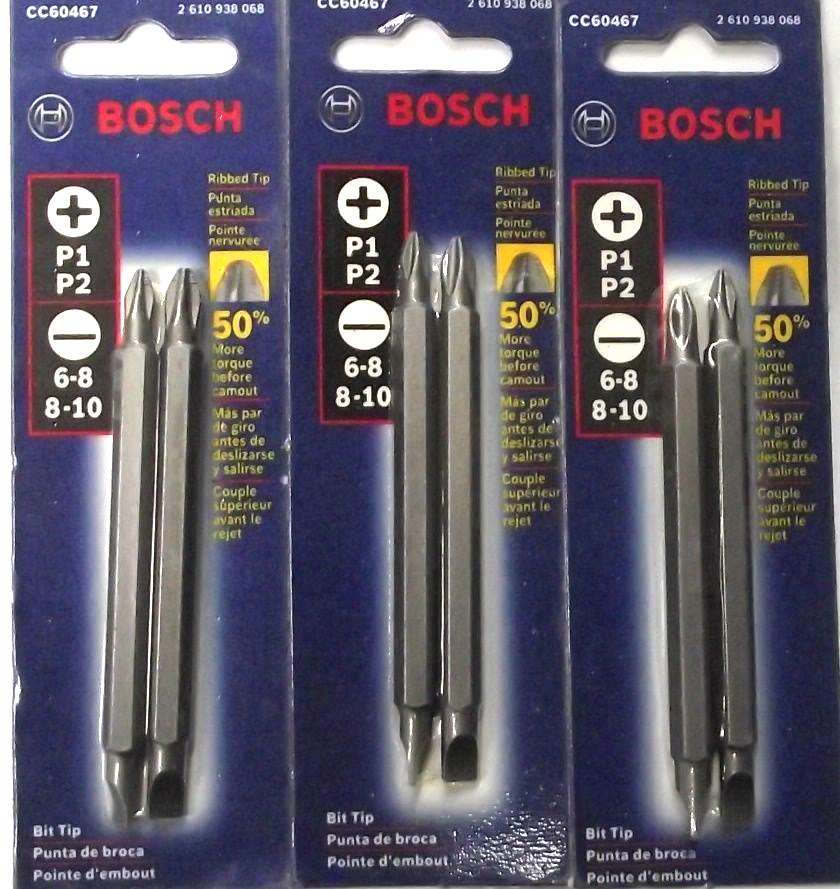 Bosch CC60467 2 Pc. P1 P2 & Slotted Double Ended Bit Set 3-1/2″ 3-2pks USA Online Sale