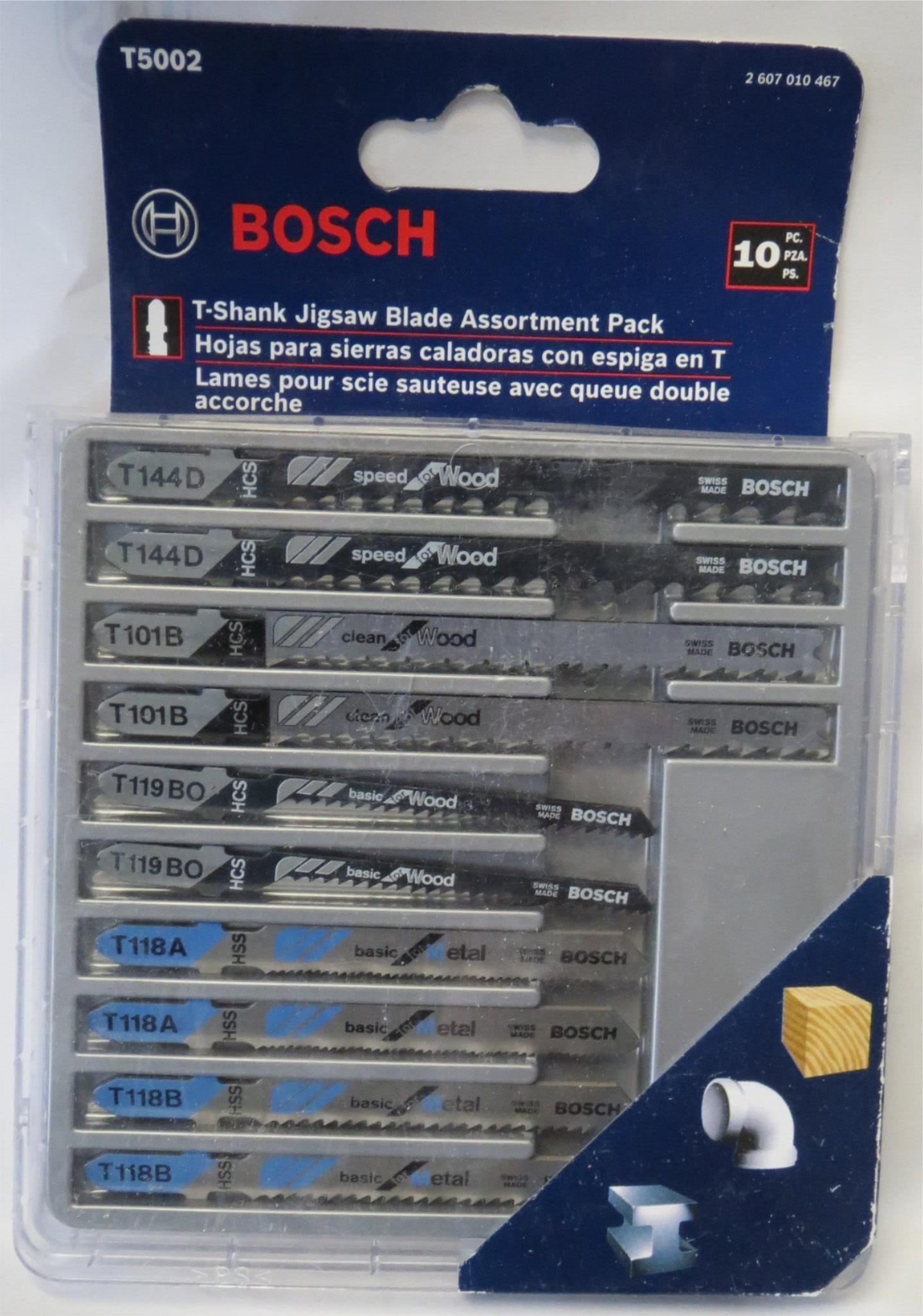 Bosch T5002 10 Piece Wood & Metal Cutting T-Shank Jigsaw Blade Assortment Pack #I-66 Online Hot Sale