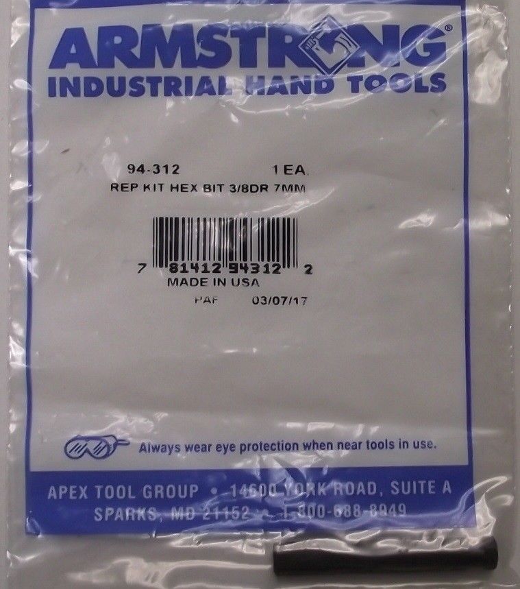 Armstrong 94-312 7mm Replacement Hex Bit 3/8″ Drive USA Fashion