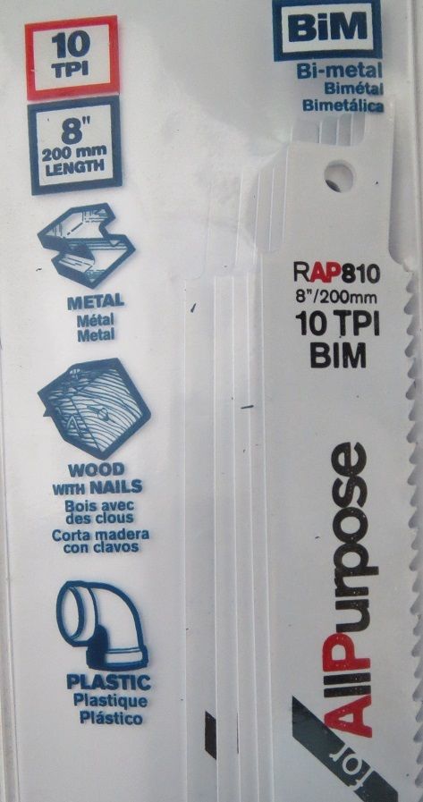 Bosch RAP810 8″ 10 TPI 5 Pack Bi-Metal Reciprocating Saw Blades Swiss on Sale