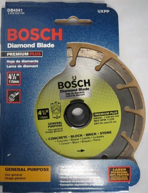 Bosch DB4561 Prem Plus 4-1/2″ Dry Cutting Laser Fusion Segmented Diamond Blade Discount