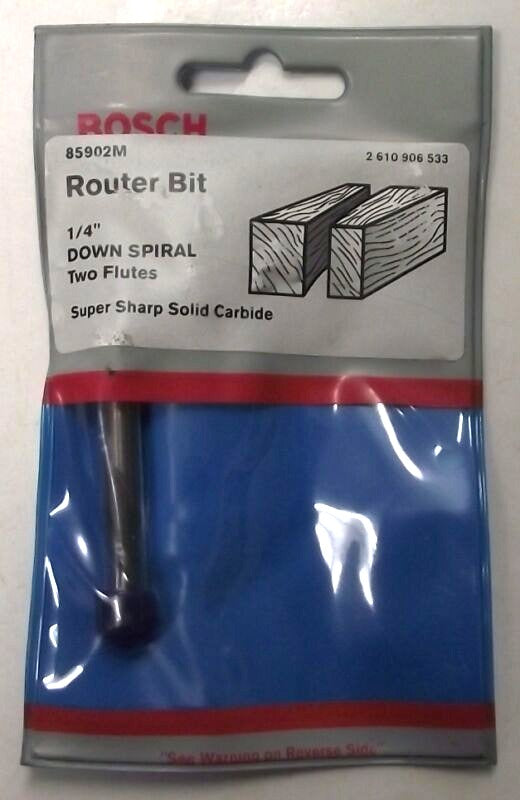 Bosch 85902M Solid Carbide 1/4″ x 3/4 Down Spiral Double Flute 1/4″ Shank USA Supply