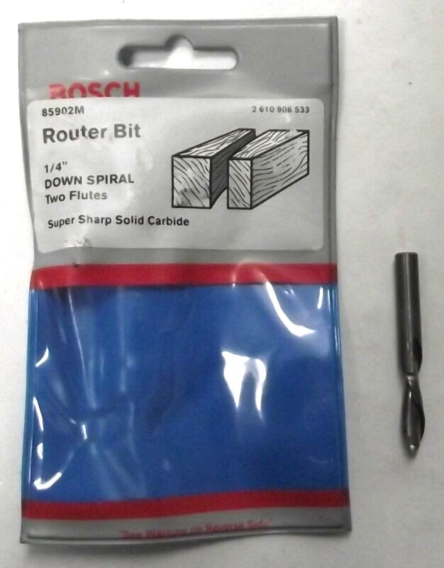 Bosch 85902M Solid Carbide 1/4″ x 3/4 Down Spiral Double Flute 1/4″ Shank USA Supply