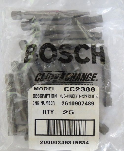 Bosch CC2388 #10 12 Slotted Power Bits 25pcs.USA Online