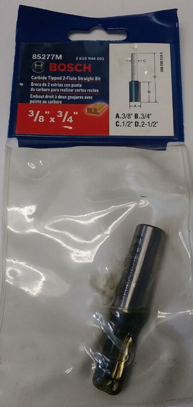 Bosch 85277M 3/8″ x 3/4″ Carbide Tipped 2 Flute Straight Router Bit Fashion