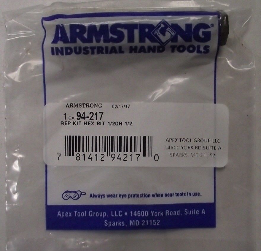 Armstrong 94-217 Replacement Hex Bit 1/2″ Drive x 1/2″ USA Sale