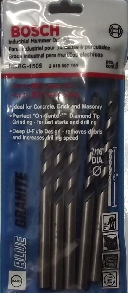Bosch HCBG-1505 Blue Granite 5 Pack 7/16″ X 6″ Hammer Drill Bit Germany Online