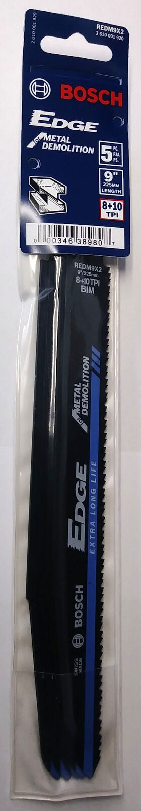 Bosch Edge REDM9X2 9″ x 8+10 TPI Metal Demolition Reciprocating Blades 5 Pack Supply