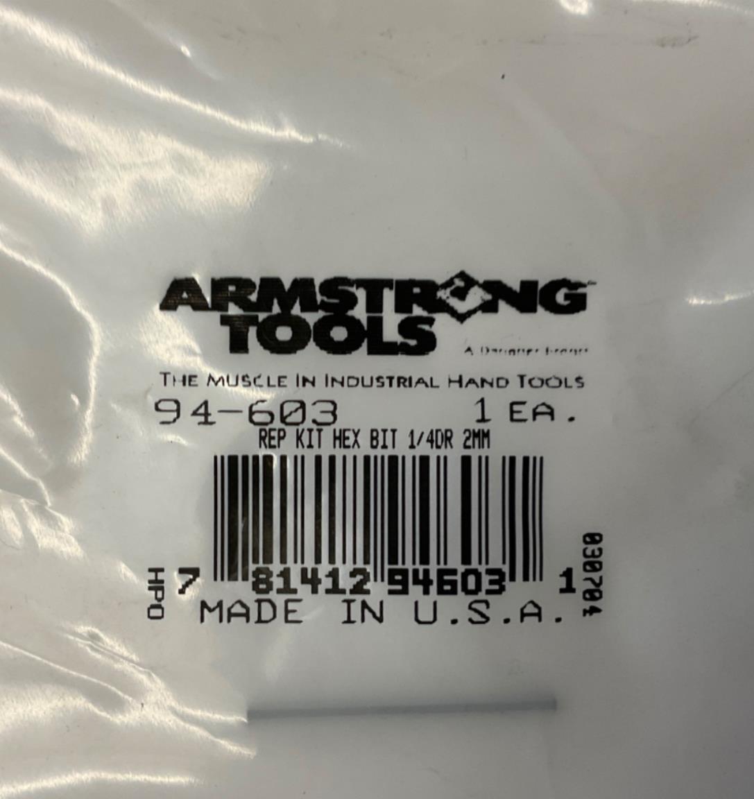 Armstrong 94-603 Rep Kit Hex Bit 1/4 Dr 2mm USA Supply