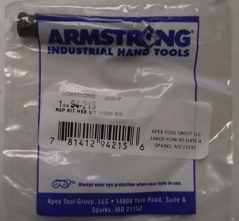 Armstrong 94-215 Replacement Hex Bit 1/2″ Drive x 3/8″ USA on Sale