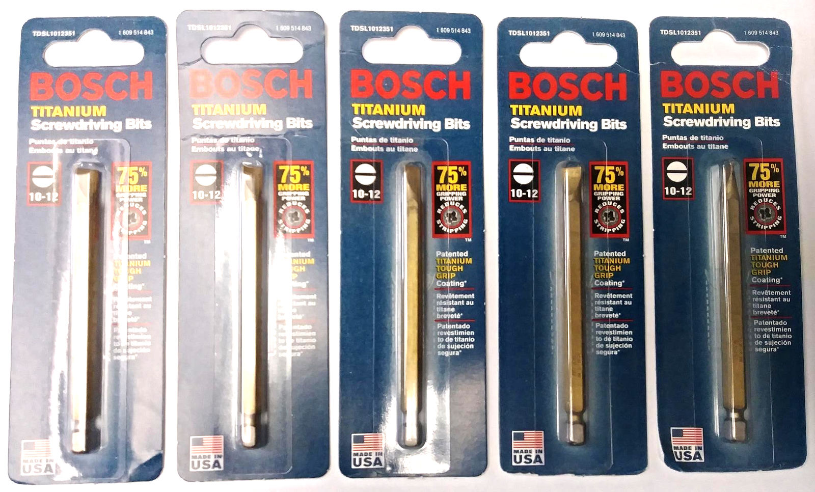 Bosch TDSL1012351 10-12 Slotted Titanium Screwdriving Bits USA (5 Packs) Online now