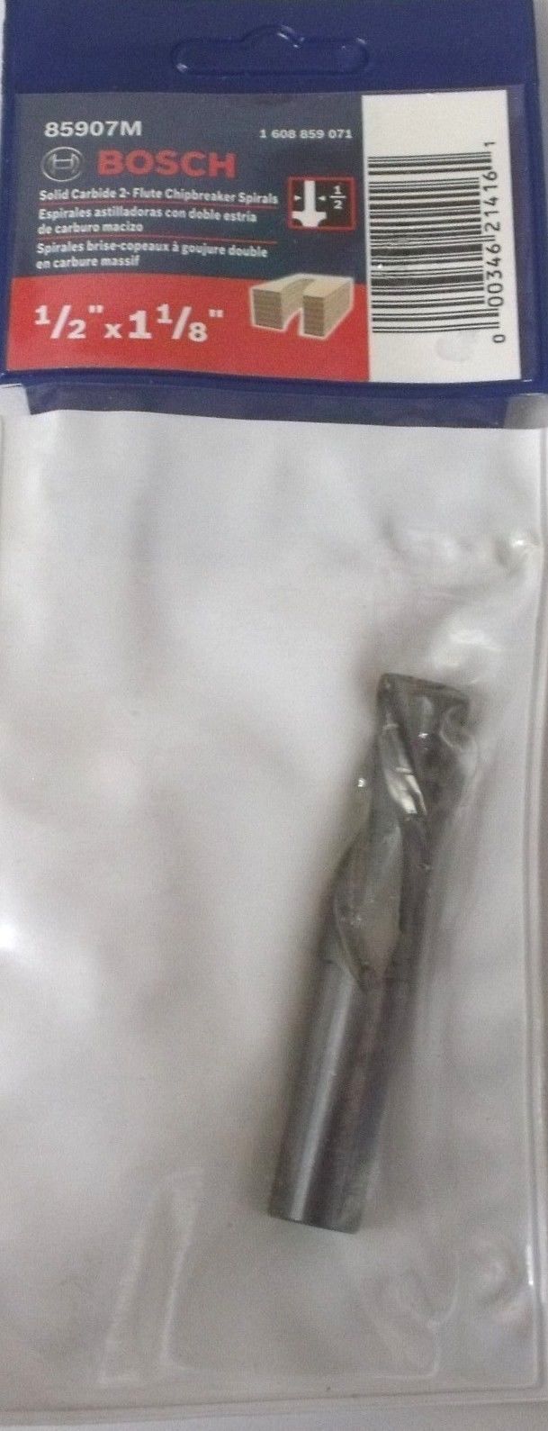 BOSCH 85907M Solid Carbide 1/2″ Down Spiral Router Bit Chipbreaker 1/2″ Shank Discount