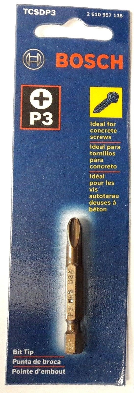 Bosch TCSDP3 P3 x 2″ Phillips Concrete Screw Bit Tip USA Fashion