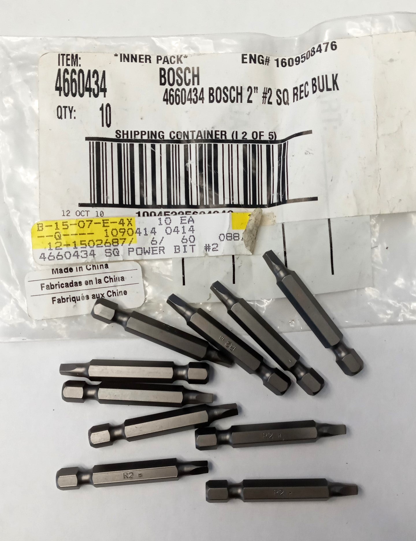 Bosch 4660434 #2 Square 2″ Long Power Bits 10pc Online Sale