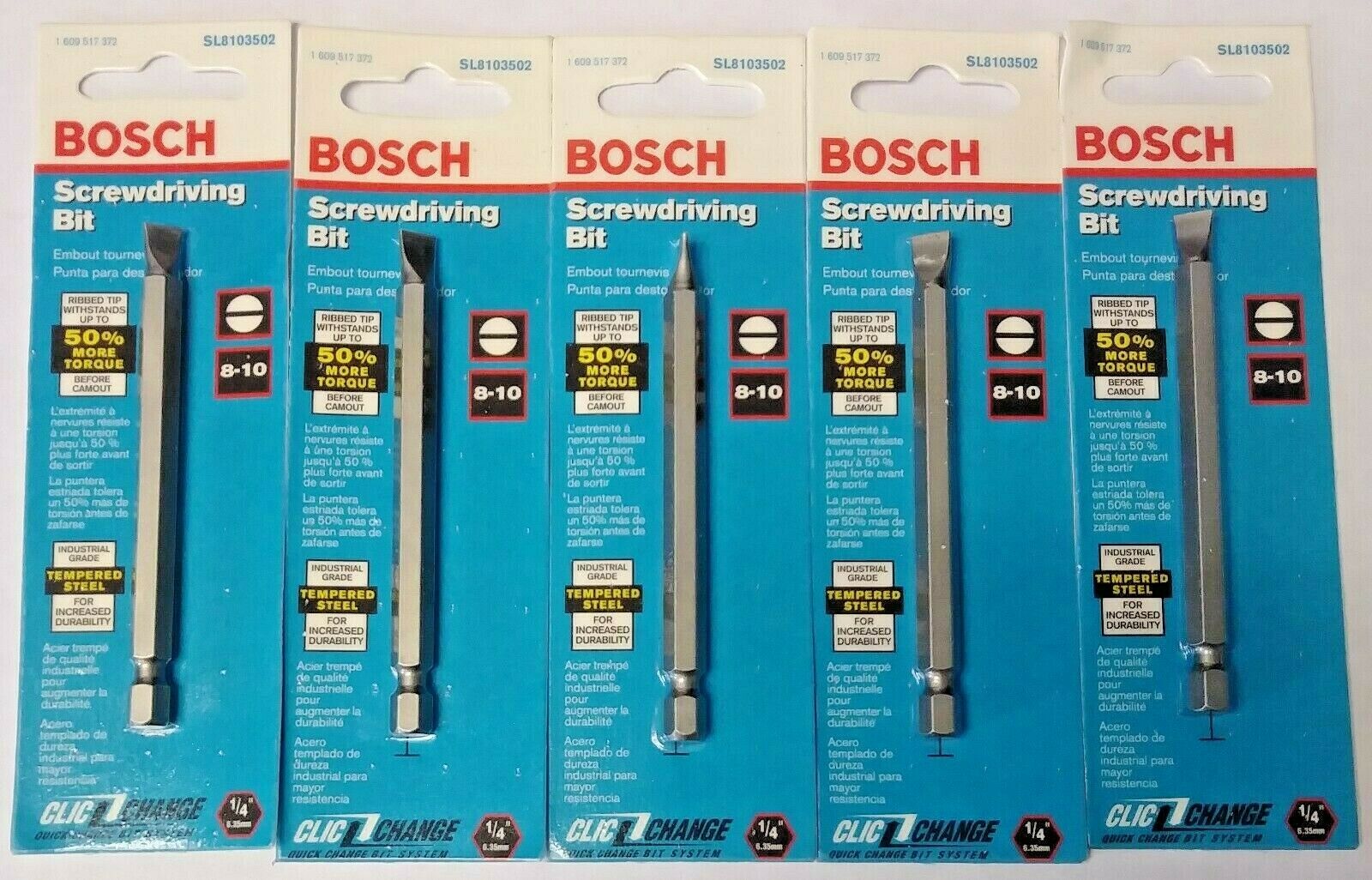 Bosch SL8103502 8-10 Slotted 3-1/2″ Clic-Change Screwdriving Bit (5 Packs) USA Sale