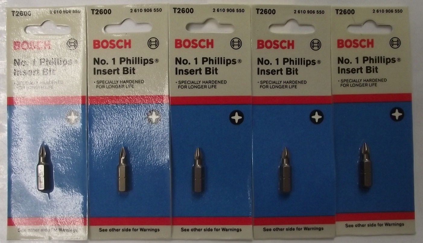 Bosch T2600 #1 Phillips Power Bits Screw Tips 5pcs. USA Discount