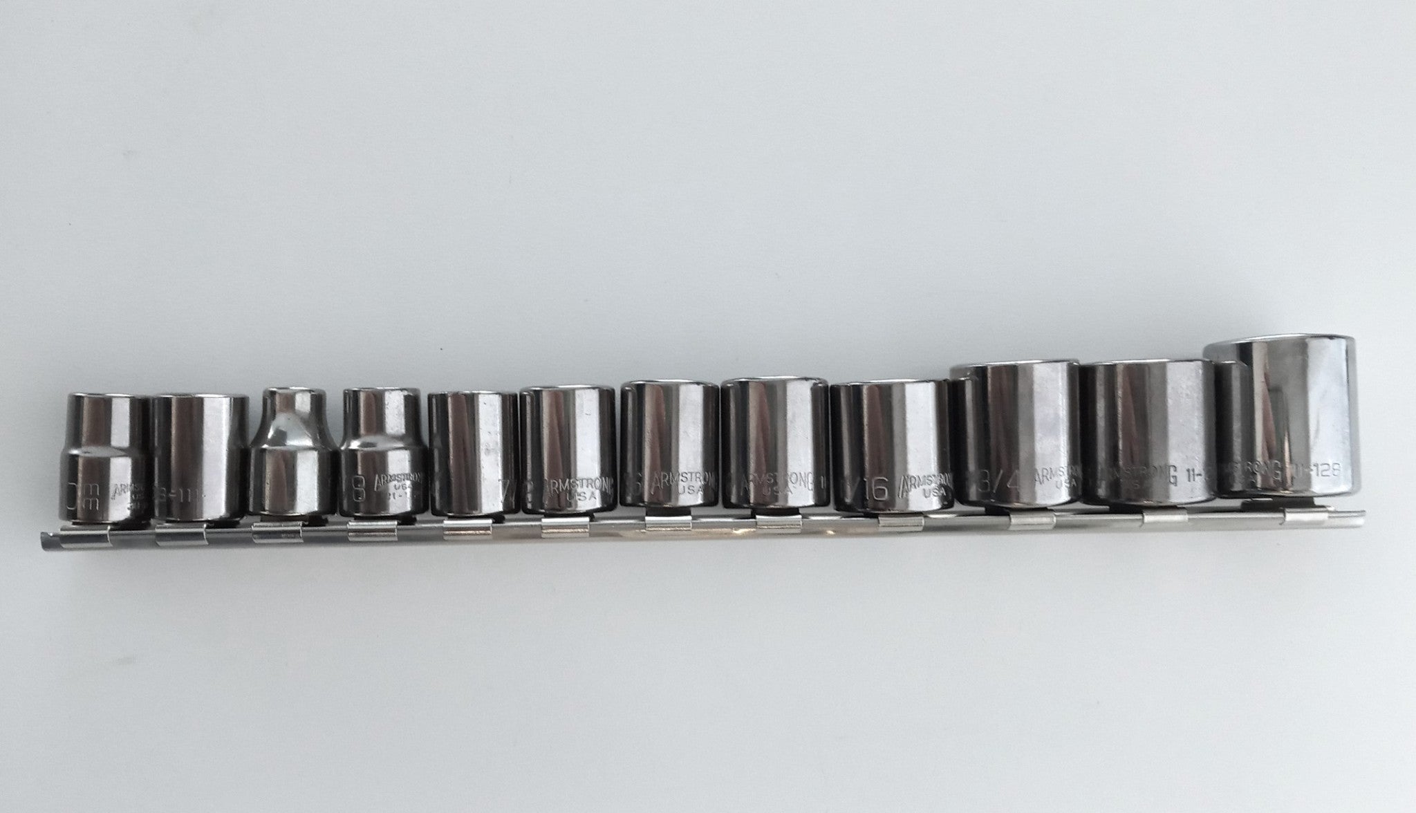 Armstrong GOV87634SS2 12pc Socket Set 10 SAE & 2 Metric 12pt. USA Online now