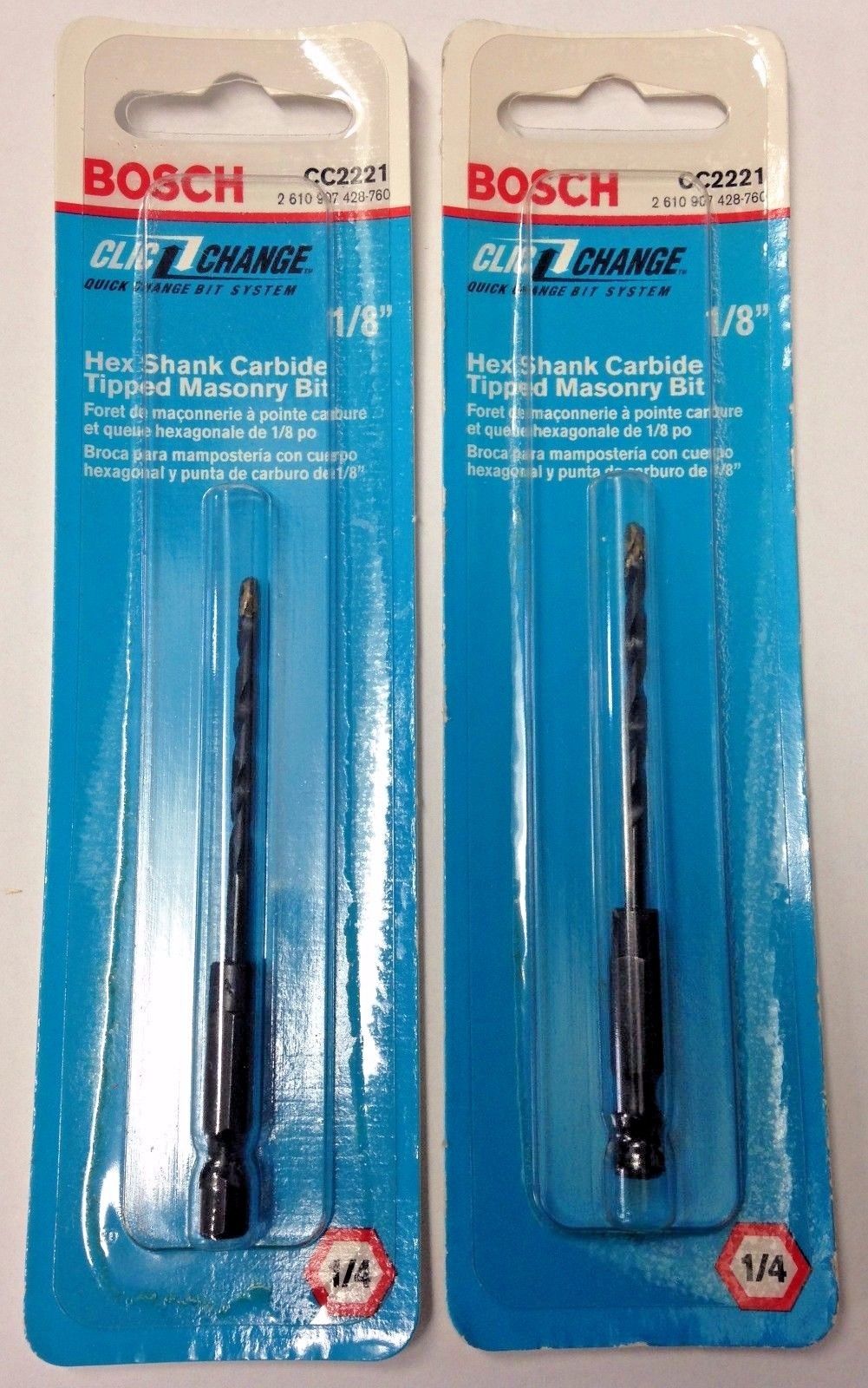 Bosch CC2221 1/8″ Clic-Change Hex Shank Carbide Tipped Masonry Bits USA 2PKS Fashion