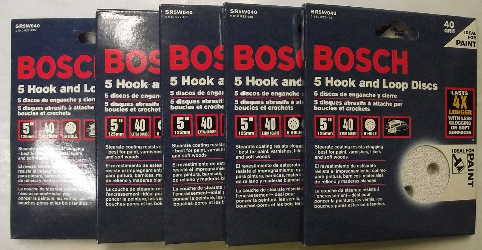 Bosch SR5W040 5″ 40 Grit 8-Hole Hook & Loop Sanding Discs 5 Packs Of 5 Italy Online