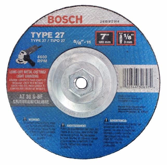 Bosch 2610917914 7″ x 1/8″ Cutting & Light Grinding Wheels AZ 30S-BF Grit 10PK Online Sale