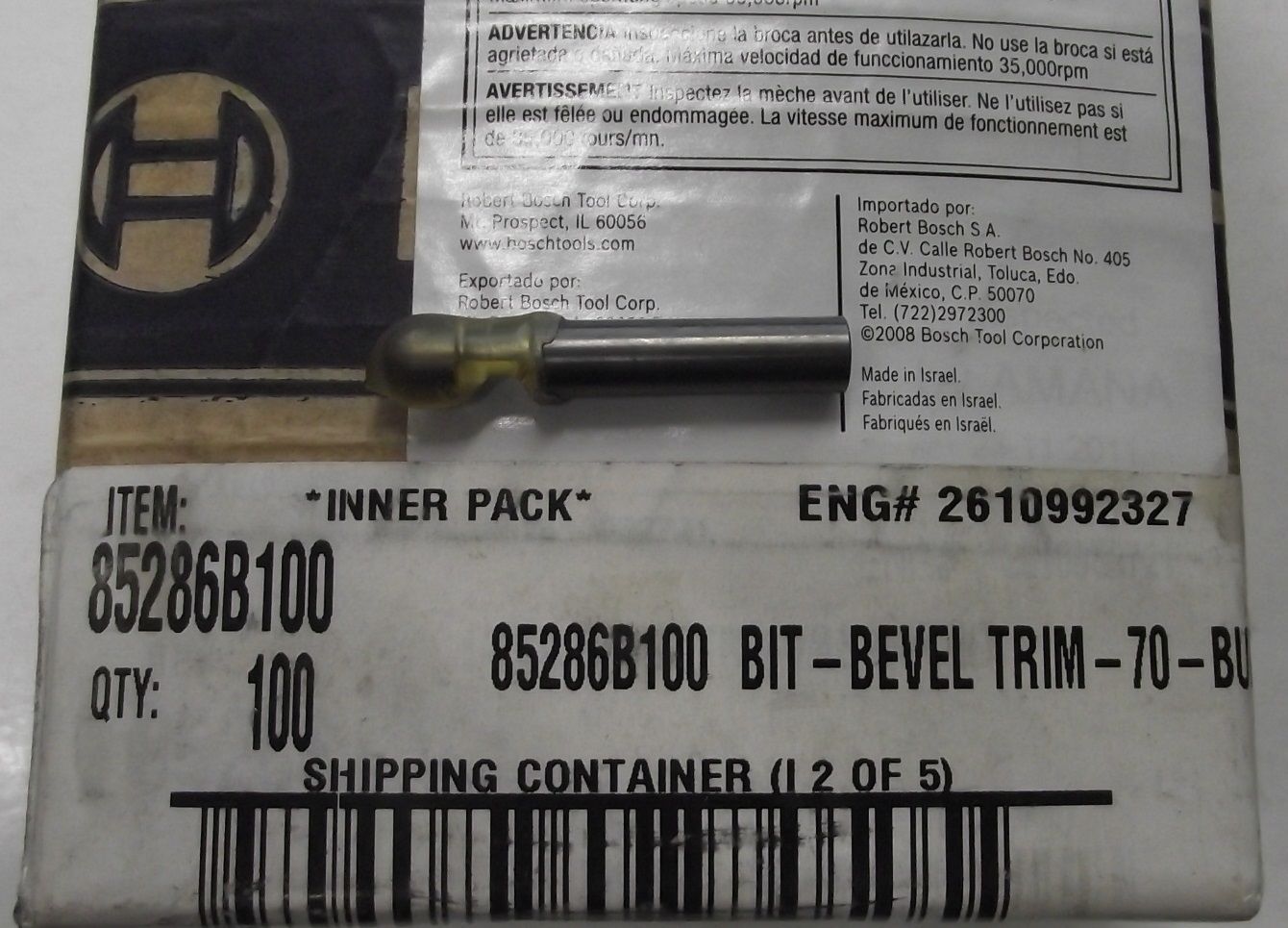 BOSCH 85286B 1-Flute Bevel Trim Bit 7° x 1/4″ Solid Carbide BULK Fashion